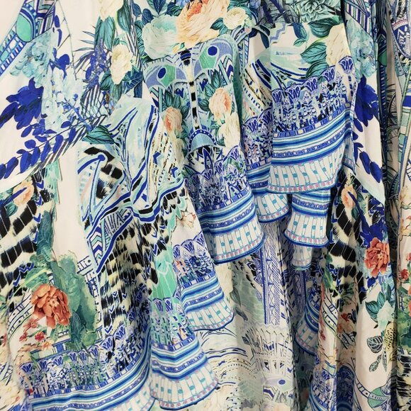 NWT Camilla Frill Sleeve Long Maxi Dress Wings of Luxor Blue Crystal Embellished - Picture 12 of 16